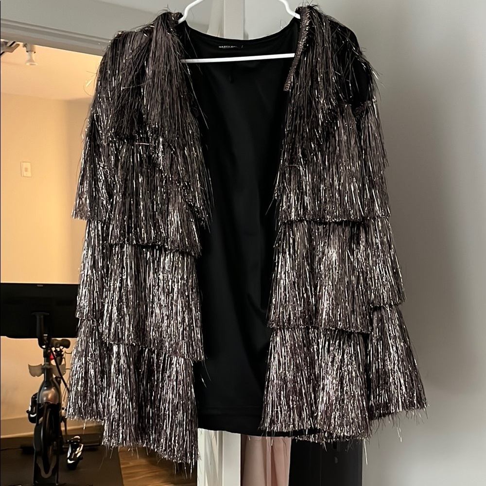 Silver and Black Fringe Jacket